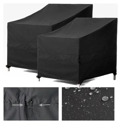 Produktbild von Gartenstuhl-Abdeckungen für Lounge-Stühle und Adirondack-Stühle, wasserdicht mit Kordelzug, 84x86x65/81cm, 2 Stück