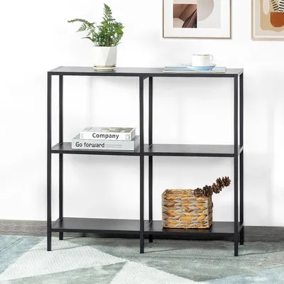 Produktbild von Konsolentisch Metall 3 Ablageflächen Schwarz 80x25x75cm