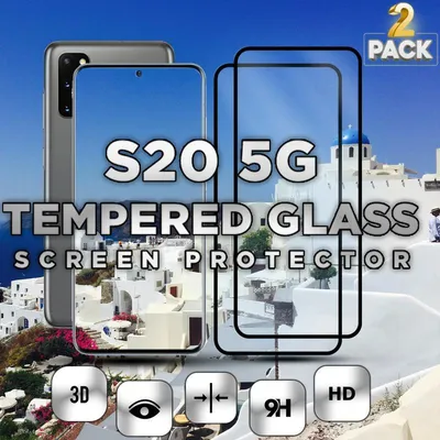 Obrázok produktu pre 2-balenie Samsung Galaxy S20 5G Ochranné sklo na displej - Tvrdené sklo 9H - Super kvalita 3D