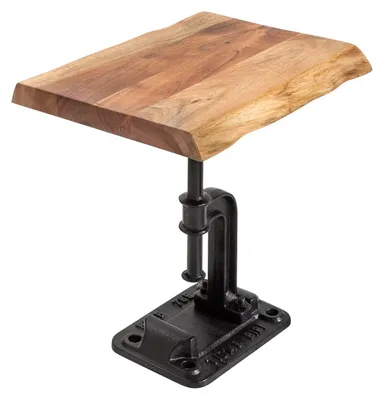 Zdjęcie produktu dla Industrialny stolik boczny FACTORY 43cm z litego drewna akacjowego stolik do salonu stolik kawowy stolik sofowy stolik kawowy stolik nocny