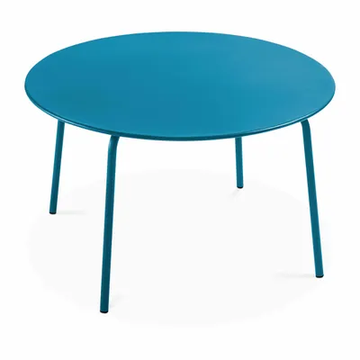 Produktbild von Runder Gartentisch aus Metall Pazifisch blau - Oviala Palavas