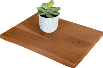 Produktbild von Holzplatte Arya mit echter Baumkante (einseitig), 40 x 30 cm, Akazienholz nussbaum, massiv & lackiert
