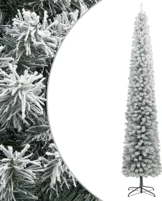 Image de Sapin de Noël mince avec support et flocon de neige 300 cm PVC