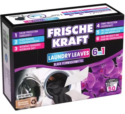 Produktbild von Frische Kraft 6in1 Schwarzes Wäschepapier, 50 Stück