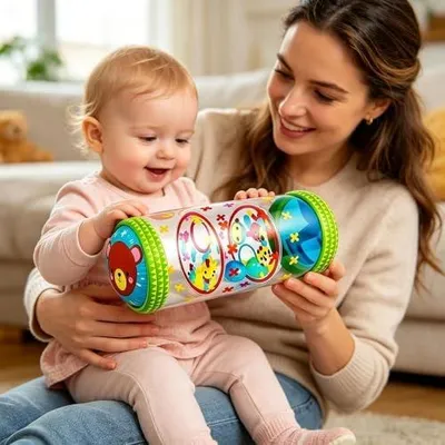 Produktbild von Krabbelroller-Spielzeug: aufblasbares Gleichgewichtsspielzeug mit Geräusch, Motorikroller zur Frühentwicklung für Mädchen, zur Beschäftigung auf Reisen und für sensorisches Bodenspiel