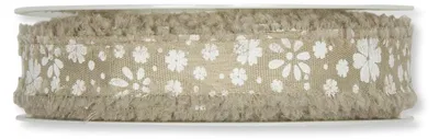 Produktbild von Schleifenband (1m = 0,60EUR) Dekoband BLÜMCHEN, braun, L20mx18mm