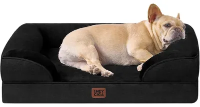Image de Lit orthopédique pour chien, 76x51 cm, en mousse à mémoire de forme, panier pour chiens de taille moyenne, lavable, imperméable, antidérapant, noir