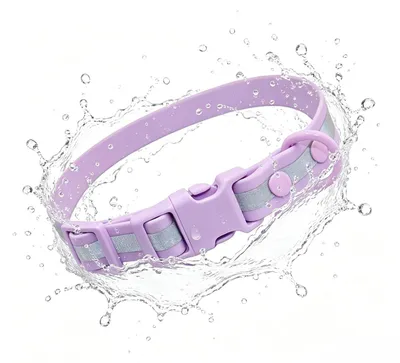 Produktbild von Wasserdichtes, reflektierendes Hundehalsband – Helllila – Größe: Groß