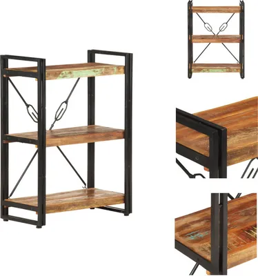 Productafbeelding van vidaXL Boekenkast met 3 vakken, 60x30x80 cm, massief gerecycled hout - Boekenkasten & boekenschappen