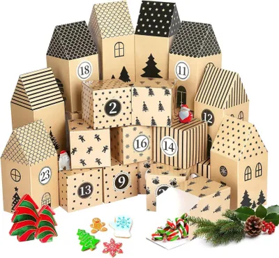Produktbild von Adventskalender Schachteln zum Befüllen Weihnachten Geschenkboxen 24er Set