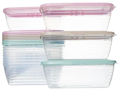 Zdjęcie produktu dla Omgoods - Zestaw 12 pojemników na żywność - Bez BPA - Pojemność 1,2 l - Nadaje się do mikrofalówki - Można myć w zmywarce - Przezroczysty plastik - Wymiary: 15 x 9,4 x 6 cm - Pojemniki do przechowywania