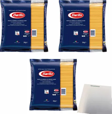 Produktbild von Barilla Spaghetti No.5 3er Pack (3x5kg GASTRO Großbeutel) + usy Block