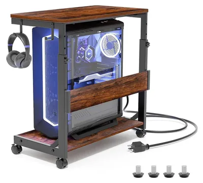 Immagine prodotto di Supporto regolabile in altezza per computer con carrello a due ripiani