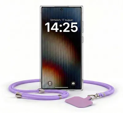 Produktbild von Handyhülle für Samsung Galaxy S26 Ultra mit Handykette Band in Lila Violett Kordel Hülle Case Schutzhülle Transparent