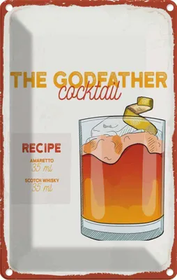 Produktbild von vianmo Blechschild 18x12 cm The Godfather Cocktail Recipe
