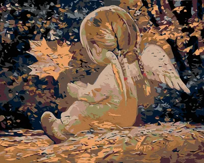 Produktbild von Diamondi - Diamond painting - ENGELCHEN MIT ZÖPFCHEN UND AHORNBLATT, 40X50 cm, mit Keilrahmen (bereits gespannt)