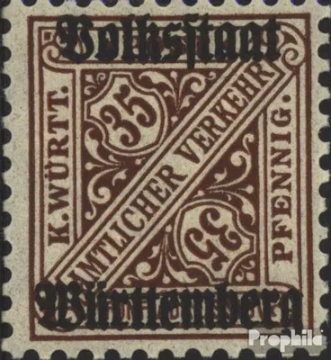 Produktbild von Briefmarken Württemberg 1919 Mi D267 postfrisch Ziffern in Schildern