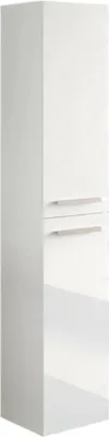 Produktbild von Badezimmersäule Alexandria, Säulenschrank für Badezimmer mit 2 Türen, Hängeschrank mit 2 Einlegeböden, 30x25h150 cm, Glänzend Weiß