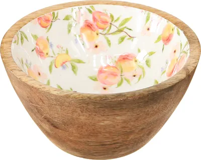 Produktbild von Mangoholz Deko Schale mit floralen Akzenten für stilvolles Ambiente