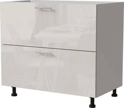 Produktbild von Schubladenunterschrank BRERRA 90cm HETTICH Vollauszug Farbe wählbar BR-D2A/90/1A,RAL 9001 creme Hochglanz,weiß