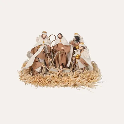 Produktbild von KEYHOMESTORE | Krippe mit LED aus Kunstharz – H 25 x B 43 x T 30 cm