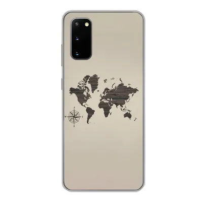 Produktbild von MuchoWow® Handyhülle Schutzhülle Hülle für Samsung Galaxy S20 Weltkarte - Holz - Braun Silikon Softcase Handy Hülle - Bild