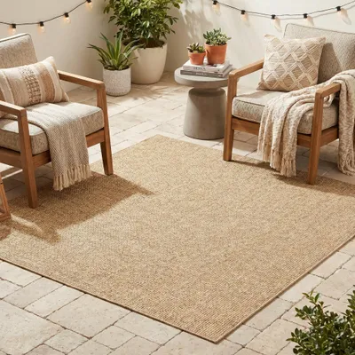 Produktbild von Tapiso Teppich YUCANA Quadratisch Outdoor Beige Balkon UV-beständig 200 x 200 cm