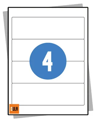 Produktbild von DULA Labels – Aufkleberbögen A4 – 4 Aufkleber pro Blatt – 192 x 61 mm – 100 Blatt