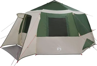 Image de vidaXL Tente cabine 12 personnes Vert et gris 500 x 500 x 294 cm