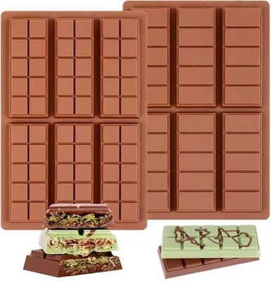Image de Moules à chocolat en silicone, 2 pièces, pour le moulage de chocolat, 60 pièces.