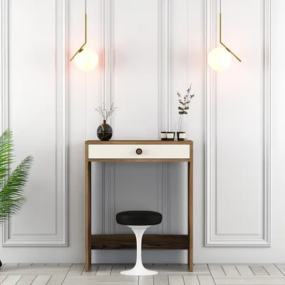 Produktbild von Skye Decor, Lizbon - Walnut, Cream, Schminktisch, Nussbaum, 100 % MELAMINBESCHICHTETE SPANPLATTEN, 70 x 84,7 x 40 cm