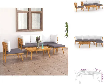 Produktbild von vidaXL 6-tlg. Garten-Lounge-Set mit Kissen Massivholz Akazie -  Gartenmöbel-Sets