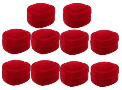 Produktbild von Herzförmige Schmuckkästchen - Ringdisplay W8824 - 10er-Set - Leder - Beflockte Innenseite - Rot