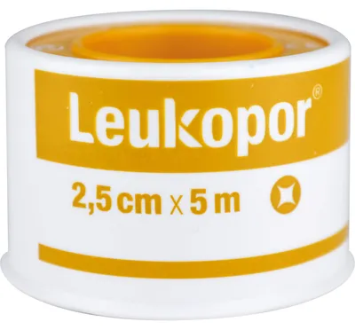 Produktbild von BSN medical Leukopor, 500 x 2,5 cm, Rechteckig, Weiß, Gelb, CE, 1 Stück(e)
