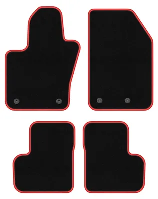 Image de Tapis de sol en moquette pour Fiat 500X II 2018- (crossover) – jeu 4 pièces, noir/rouge, sur mesure – Wielganizator CARLUX