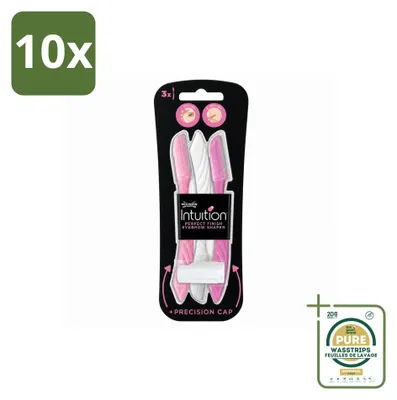 Productafbeelding van 10 x Wilkinson Intuition Perfect Finish wenkbrauwvormer - 3 mesjes - voordeelverpakking - 10 stuks