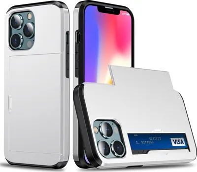 Produktbild von Mobigear Card iPhone 13 Hülle Hardcase Backcover Stoßfest mit Kartenhalter - Weiß