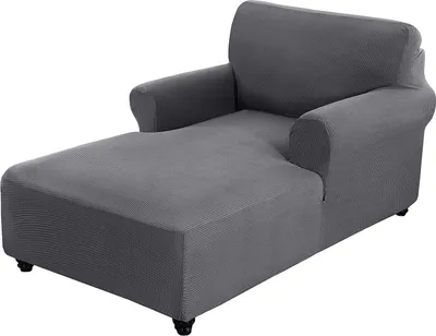 Obrázek produktu pro Chaise Longue Cover Stretch Chaise Longue Slipcover pro obývací pokoj Chaise Longue s dvojitým ramenem Chaise Longue Cover, Grey