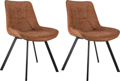 Image de lot de 4 chaises de salle à manger Vintage Look, similicuir, rembourrées, quatre pieds pour une excellente stabilité, sensation d'assise douce