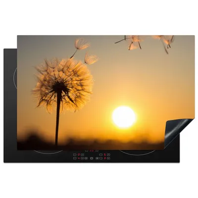 Produktbild von KitchenYeah© Herdabdeckplatte Löwenzahn - Sonne - Sonnenuntergang , 81x52cm, Küche Deko, Glaskeramikkochfeld Herdabdeckung, Abdeckplatte fùr Kochfeld