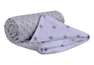 Produktbild von Babydecke für babys Baumwolle, 75x100, graue Sterne mit grauem Minky
