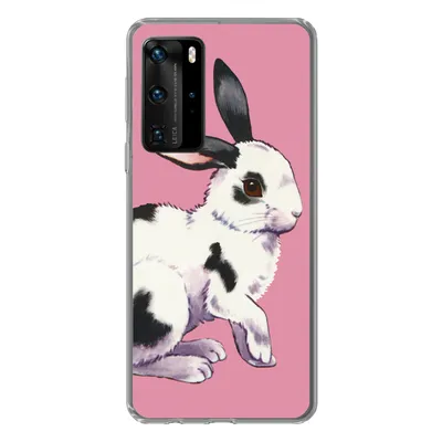 Produktbild von MuchoWow® Handyhülle Schutzhülle Hülle für Huawei P40 Pro Kaninchen mit rosa Hintergrund Silikon Softcase Handy Hülle - Schutz
