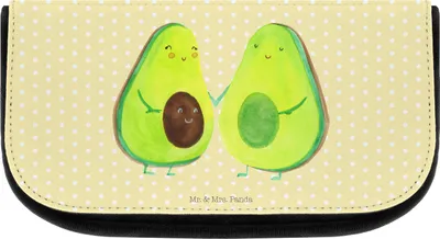 Produktbild von Mr. & Mrs. Panda Kulturbeutel Avocado Pärchen - Gelb Pastell - Geschenk, Schwangerschaft, Beautytasche, kulturtäschchen, kosmetik organizer, Familie, Schminktäschchen
