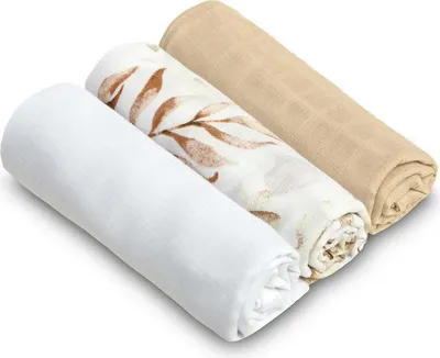 Obrázok produktu pre Mäkké mušelínové plienky LUX, 3 ks, kvety, biela/béžová/vzorovaná