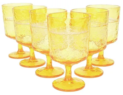 Immagine prodotto di Bicchieri da vino in acrilico, colore giallo, set da 6, capacità 11 once