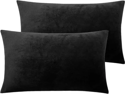 Produktbild von Set von 2 Kissenbezügen 40 x 80 cm, Samt Kissen, Schwarz, für Sofa und Schlafzimmer