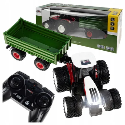 Zdjęcie produktu dla Zdalnie Sterowany Traktor Ciągnik Dla Dzieci Przyczepa Światło Led + Pilot