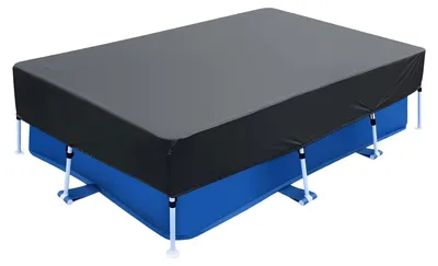 Imagen del producto de Cubierta para piscina, rectangular, de 225 x 150 cm, con una profundidad de 30 cm, de color negro, fabricada con tejido Oxford impermeable
