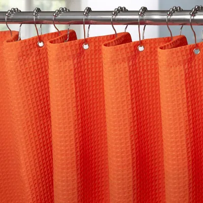 Produktbild von Waffel Duschvorhang Textil Anti Schimmel Wasserdicht Orange 182x182cm