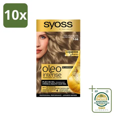 Obrázok produktu pre 10 ks SYOSS Oleo Intense 7-58 Chladivý béžový blond odtieň – trvalá farba bez amoniaku – balenie